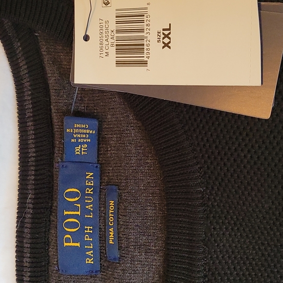 Polo Ralph Lauren BNWT black pima cotton pullover Waffle texture long sleeves - Picture 2 of 7